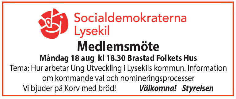 Medlemsmöte 18/8 2025 kl. 18:30