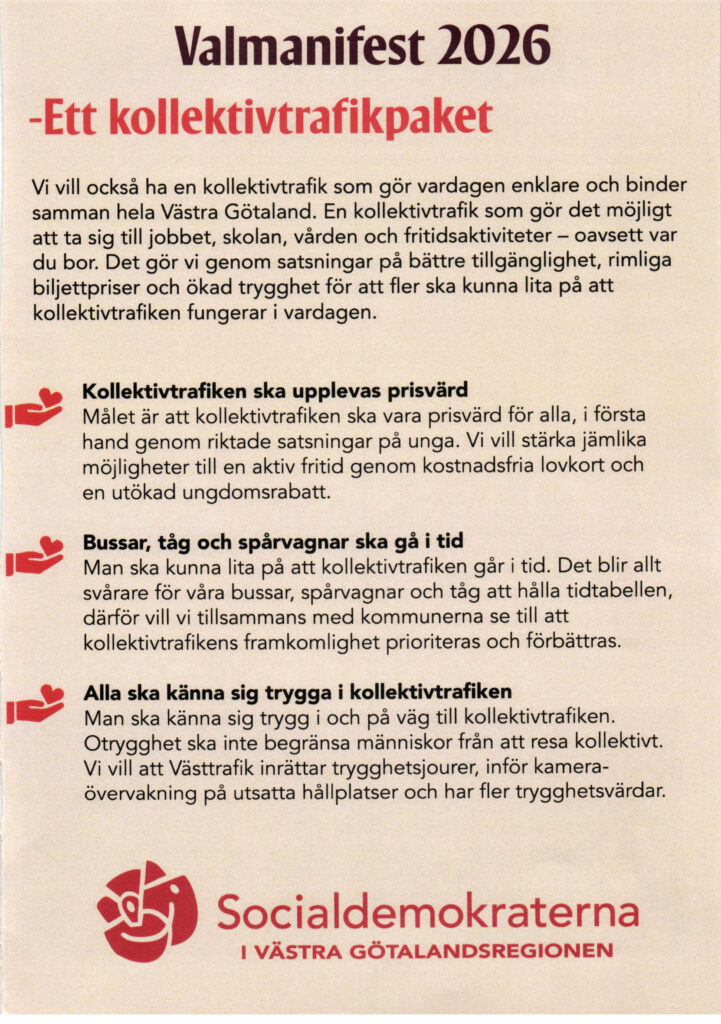 Valmanifest 2026 - Ett kollektivtrafikpaket